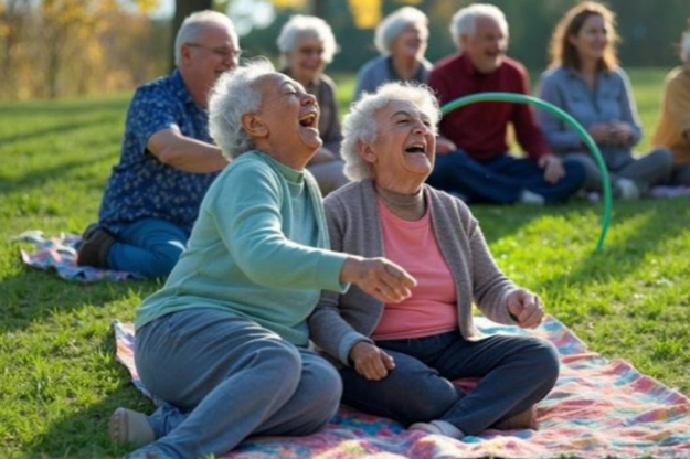 Grupo de personas riendo en una sesión de Yoga de la Risa